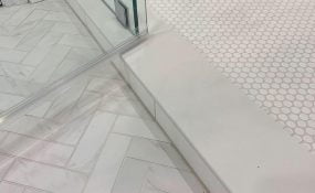 Bathroom Remodel Herringbone Tile